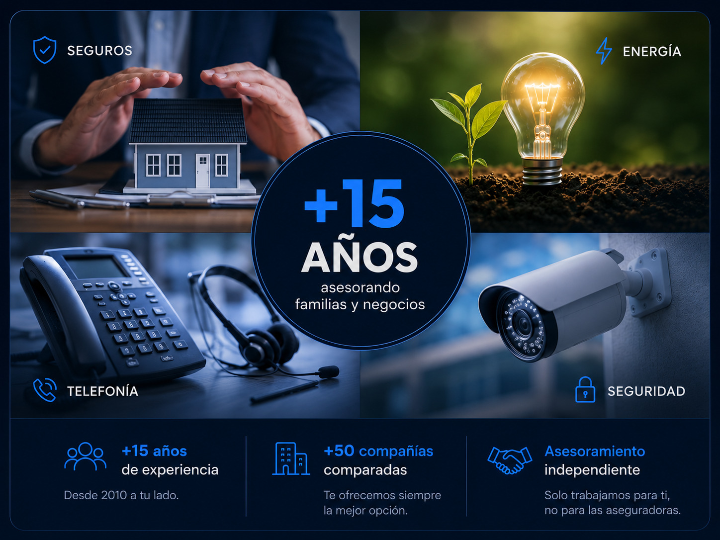 SegurNergia — +15 años asesorando familias y negocios en seguros, energía, telefonía y seguridad